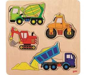 GOKI Holz-Einlegepuzzle Baumaschinen / ab 2 Jahren