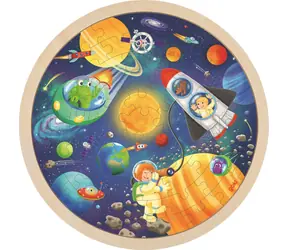 GOKI Rundes Holzpuzzle Universum / 57 Teile / ab 3 Jahren