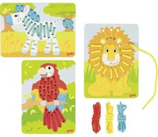 GOKI Fädelbilder - Papagei, Löwe und ZEBRA