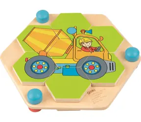 GOKI Puzzle Sechseck Baumaschinen / ab 12 Monaten