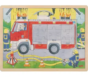 GOKI Mehrschichtiges Holzpuzzle Feuerwehr im Einsatz / 59 Teile / ab 3 Jahren