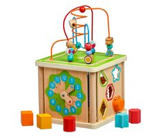 Lucy & Leo Holz-Motorikbaustein 5-in-1 mit Uhr / ab 3 Jahren