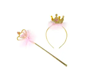 Rappa Princess Stirnband mit Krone und Zauberstab