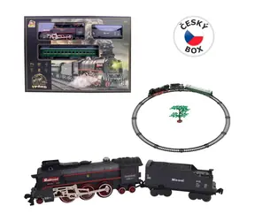 MaDe 20539 Eisenbahnset, Dampflokomotive, batteriebetrieben, Licht und Sound / 92 x 92 cm / ab 3 Jahren