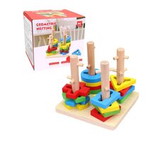 MaDe 20261 Holzeinsatz mit geometrischen Formen / 13 x 13 x 11 cm / ab 3 Jahren