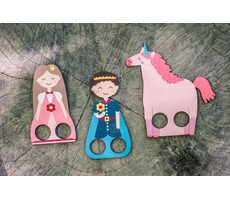 BeWooden Fingerpuppentheater - Prinz, Prinzessin, Einhorn