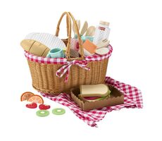 Mattel Fisher-Price Picknickkorb mit Leckereien aus Holz / 31-teiliges Set