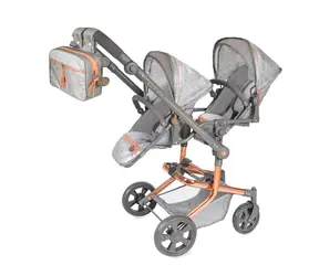 DeCuevas 90877 Faltbarer Puppenwagen für Zwillingspuppen mit Rucksack CITY X - 91 cm
