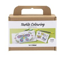 Kreatives Set von Creativ Company: Textilmalerei-Federmäppchen & Geldbörse mit Schmetterlingsmotiv / ab 4 Jahren