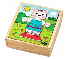 Kleiderschrank-Puzzle aus Holz „Katze“ von Woody / 18 Teile / ab 12 Monaten