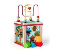 Woody Didaktischer Würfel klein mit magischen Rädern / ab 3 Jahren