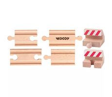 Woody Track Zubehör - Verbindungsschienen und Stopps / 6-teilig / ab 3 Jahren