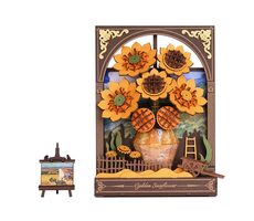 Robotime 3D-Holzpuzzle Goldene Sonnenblumen