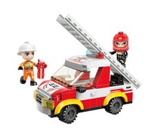 QMAN Mine City Feuerwehrwagen W12011-3 Leiterwagen / Bausatz / Anzahl Figuren/Teile: 2 | 101 / ab 6 Jahren
