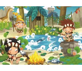 Kunstpuzzle 4508: Prähistorisches Picknick / 100 Teile / ab 6 Jahren