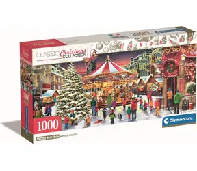 Clementoni 39928 Panorama-Puzzle Weihnachtskollektion: Weihnachtsdorf, 1000 Teile