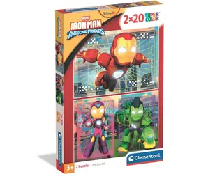Clementoni 24828 Puzzle Iron Man und seine Freunde, 2x20 Teile / ab 3 Jahren