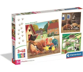 Clementoni 25791 Puzzle „Momente auf dem Bauernhof“, 3 x 48 Teile / ab 5 Jahren