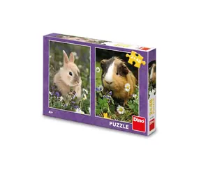 Dino Puzzle Hase und Meerschweinchen / 48 Teile / ab 4 Jahren  