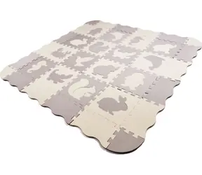 KIK Schaumstoffpuzzle, grau-cremefarbene Tiere / ab 3 Jahren