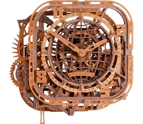 Wooden City 3D-Puzzle-Wanduhr mit Zahnrad-Globus, 416 Teile / ab 15 Jahren