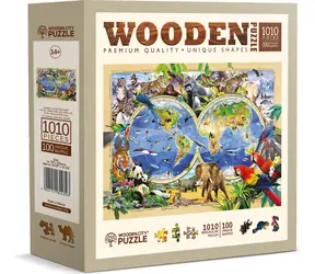 Wooden City -Puzzle: Karte der Tierwelt, 1010 Teile / ab 14 Jahren