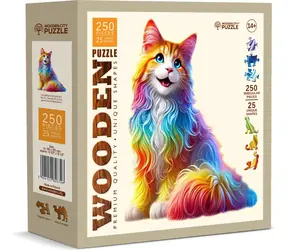 Wooden City Holzpuzzle Bunte Katze 250 Teile / ab 14 Jahren