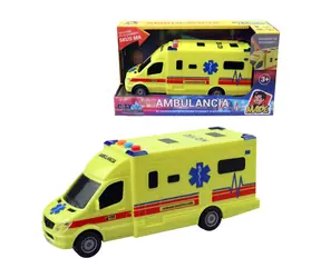 Hergestellt 25548 - SK Krankenwagen auf Schwungrad mit Batterie, Licht und Sound / ab 3 Jahren