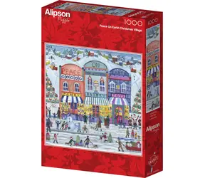 ALIPSON Quadratisches Puzzle Weihnachtsdorf Frieden auf Erden / 1000 Teile / ab 14 Jahren