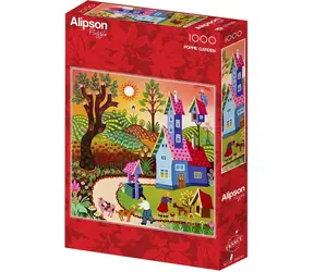 ALIPSON Quadratisches Puzzle Garten mit Mohnblumen / 1000 Teile / ab 14 Jahren