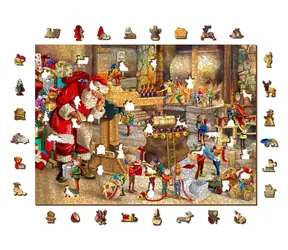 Wooden City Holzpuzzle Weihnachtsmannwerkstatt 2-in-1 / 1010 Teile / ECO / ab 14 Jahren