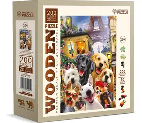 Wooden City Holzpuzzle Welpen in Paris / 200 Teile / ab 10 Jahren