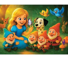 Wooden City Holzpuzzle „Die Prinzessin und die Zwerge“ / 40 Teile / ab 5 Jahren