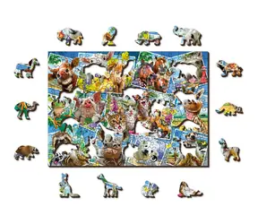 Wooden City Holzpuzzle Tierpostkarten 2-in-1 / 505 Teile / ECO / ab 14 Jahren
