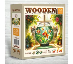 Wooden City Holzpuzzle Katzen und Fische / 505 Teile / ab 14 Jahren