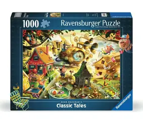 Ravensburger Puzzle: Vorsicht, Schweinchen! (Die drei kleinen Schweinchen) / 1000 Teile / ab 14 Jahren