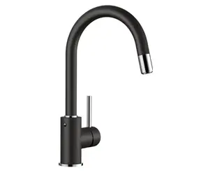 Blanco Mida S - Spültischarmatur mit Ausziehbrause schwarz/chrom 