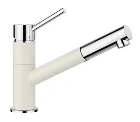 Blanco Kano S - Spültischarmatur mit Ausziehbrause, Softweiß/Chrom 