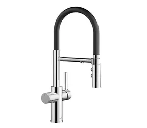 Blanco Catris S - Spültischarmatur mit Filterfunktion und flexiblem Auslauf, Chrom/Schwarz 