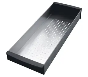Franke Zubehör - Abtropfschale für Spülbecken, 156 x 439 x 54 mm, Edelstahl/schwarzer Kunststoff 