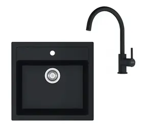 Franke Sets - Küchenset T122Č Tectonite Spüle SID 610 und Armatur FC 6018.901 schwarz/matt schwarz