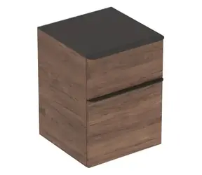 Geberit Smyle Square - Beistellschrank aus Hickory-Walnussholz / 2 Schubladen