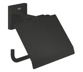 Grohe QuickFix Start Cube - Toilettenpapierhalter mit Deckel, matt schwarz 