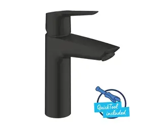 Grohe QuickFix Start - Waschtischarmatur mit Push-Open-Auslauf, mattschwarz 