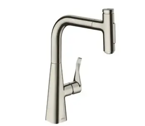 Hansgrohe M71 - Spültischarmatur M7117-H240 mit Ausziehbrause | Sbox | Edelstahloptik