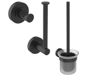 Ideal Standard IOM - Badezimmer-Accessoire-Set | Milchglas/Schwarz 