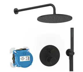Ideal Standard CeraTherm - Duschset mit verdecktem Thermostat | mit Duschkörper | Durchmesser 30 cm | matt schwarz 