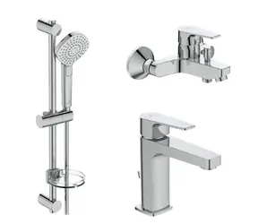 Ideal Standard Esla - Duschset mit Badewannen- und Waschtischarmatur | 3 Düsen | Chrom 