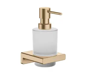 Hansgrohe AddStoris - Seifenspender mit Halterung | Milchglas/gebürstete Bronze