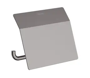 Hansgrohe AddStoris - Toilettenpapierhalter mit Deckel | Gebürstetes Schwarzchrom
